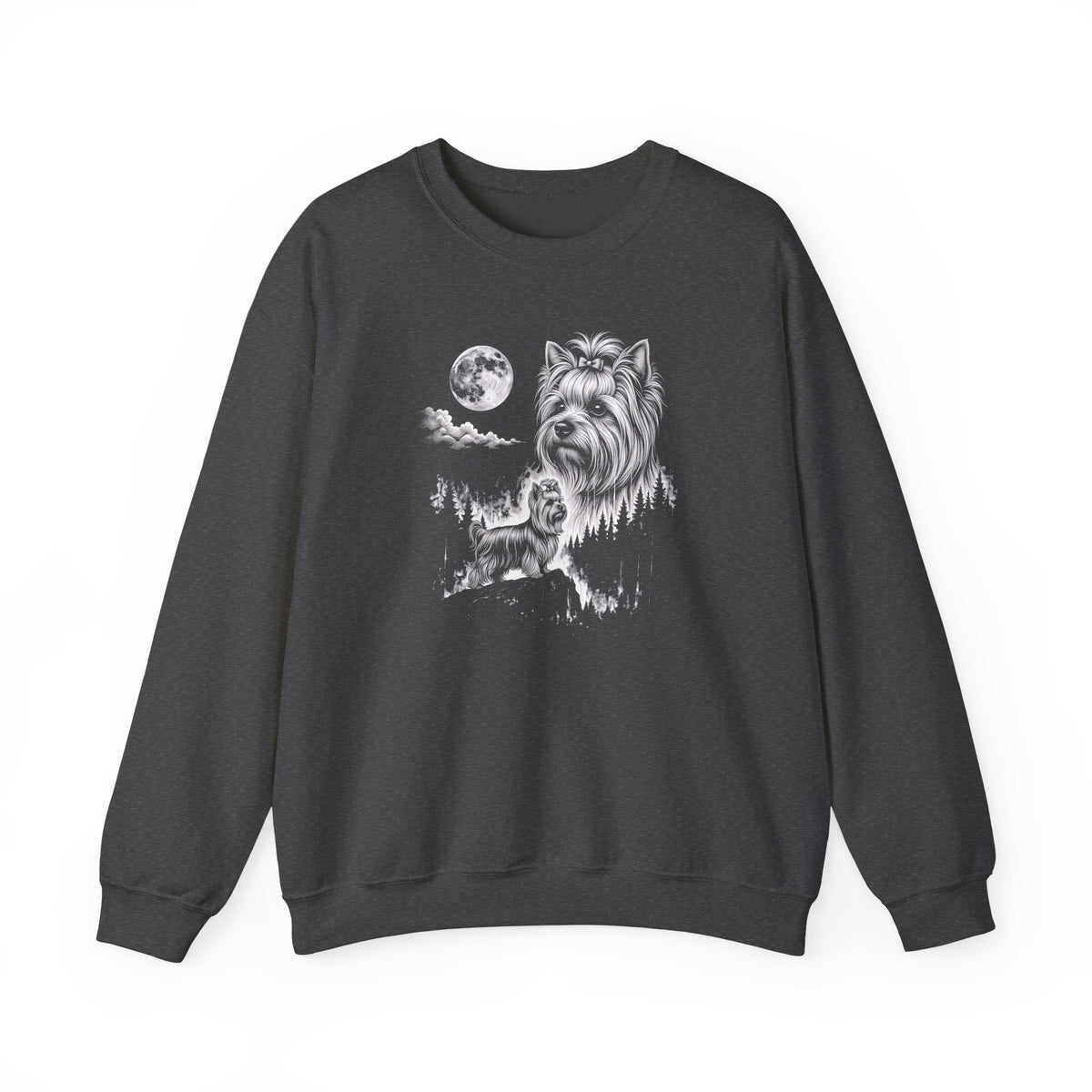 Yorkshire Terrier Moonlight Crewneck Sweatshirt Dark Heather