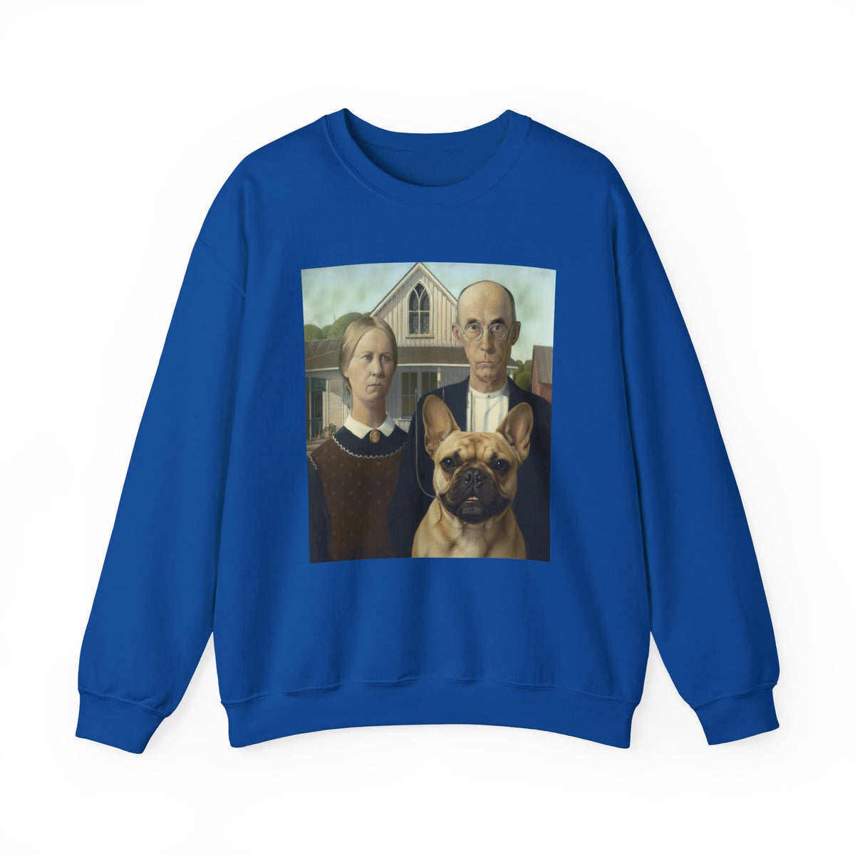 Frenchie American Gothic Crewneck Sweatshirt Royal