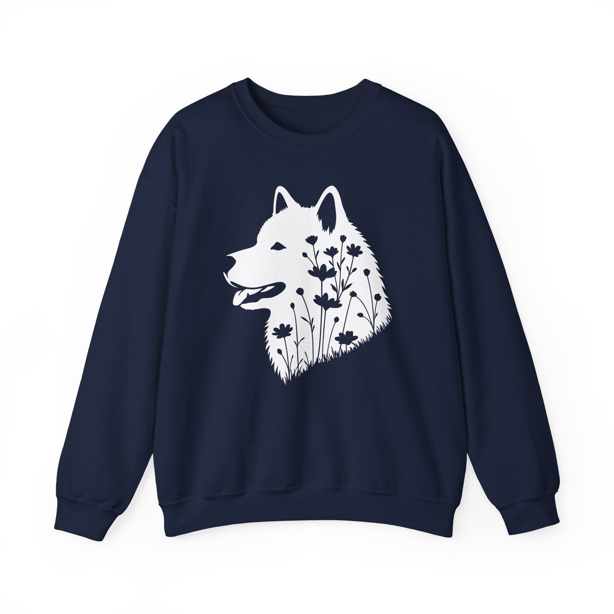 Alaskan Malamute Flowers Crewneck Sweatshirt