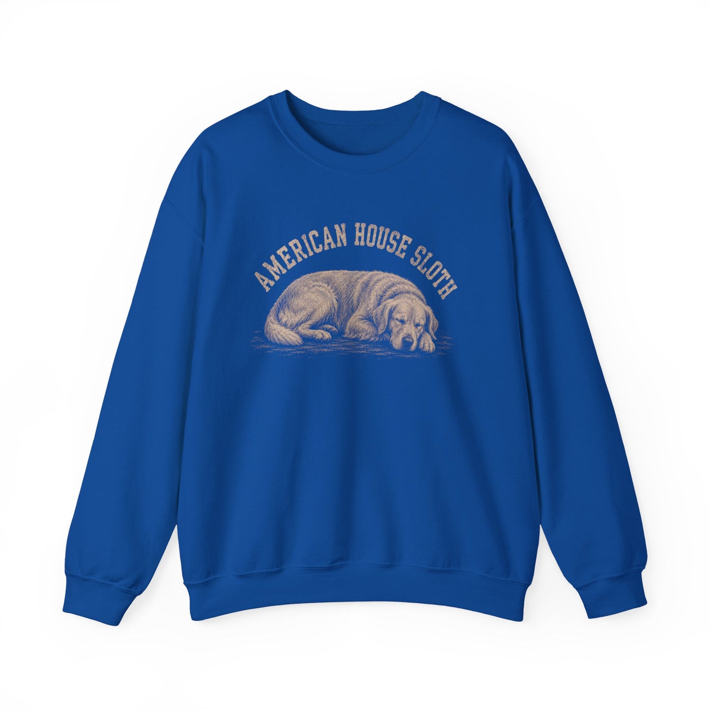 Golden Retriever Sloth Crewneck Sweatshirt Royal