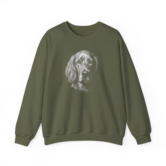 English Setter Engraved Crewneck Sweatshirt Military Green