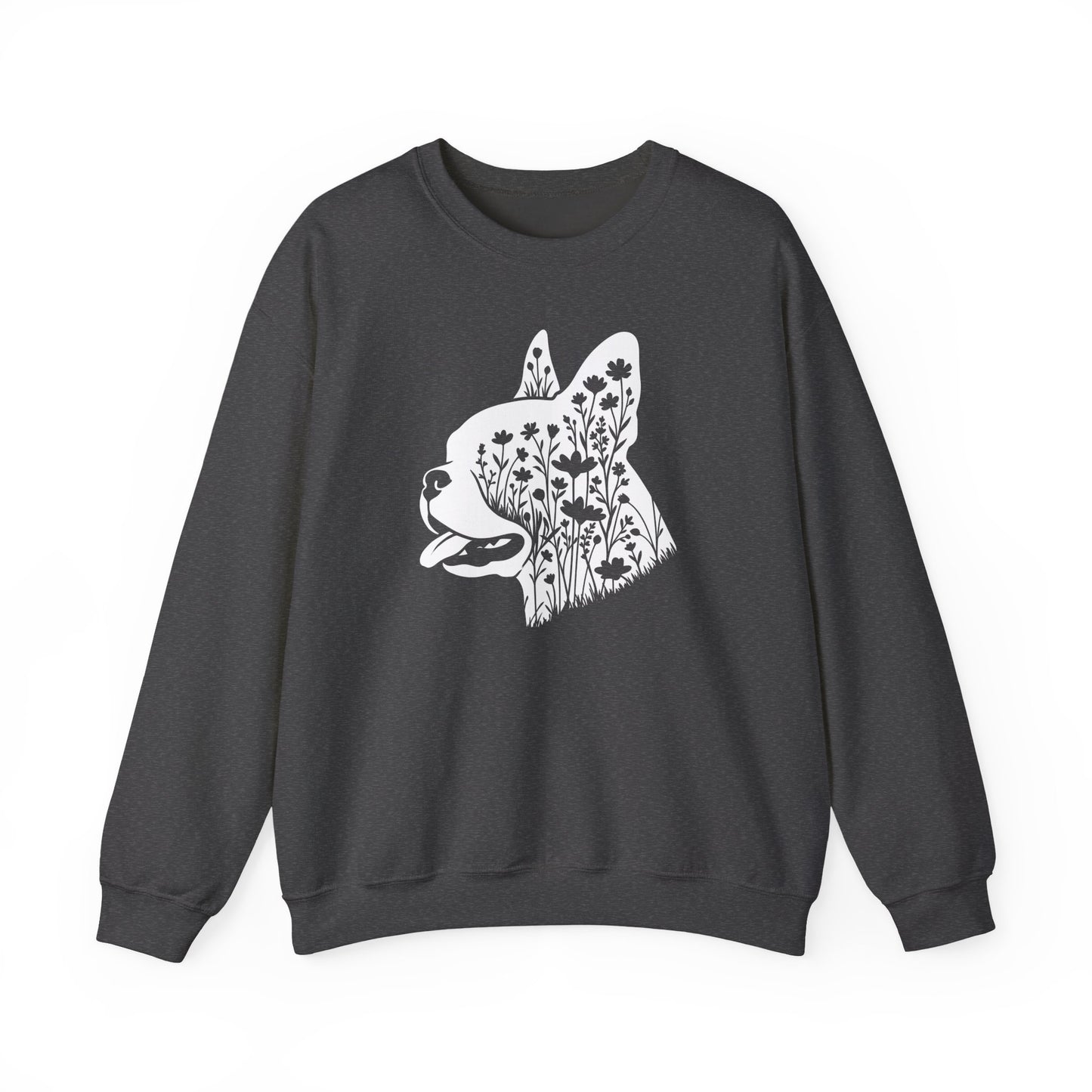 Boston Terrier Flowers Crewneck Sweatshirt