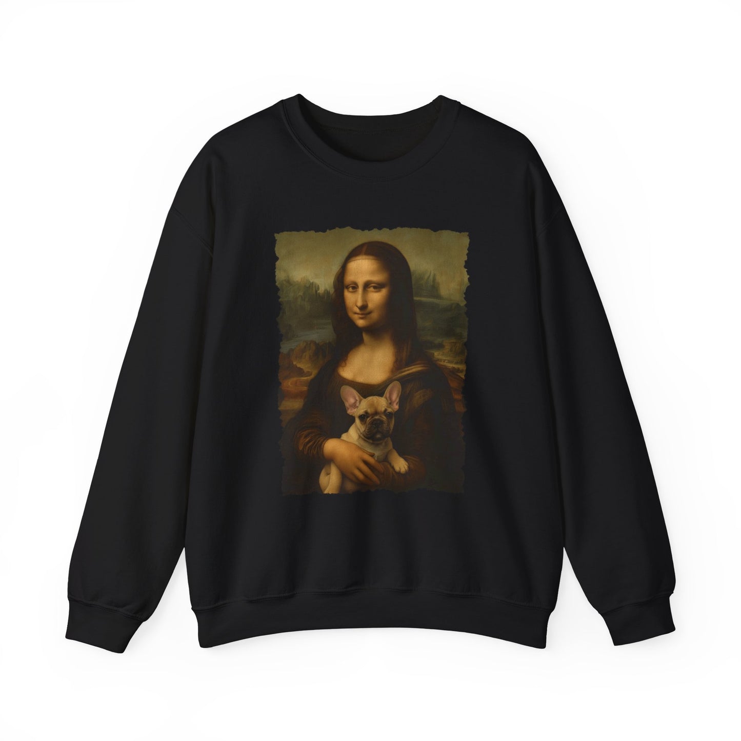 French Bulldog Mona Lisa Crewneck Sweatshirt Black