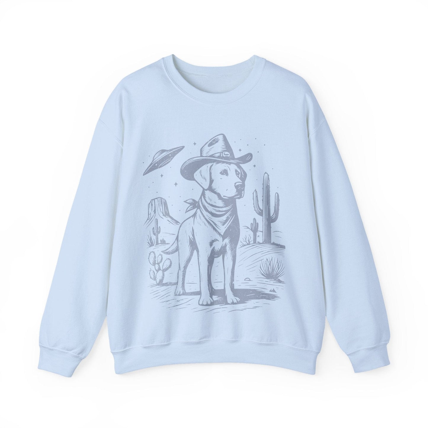 Labrador Cowboy Crewneck Sweatshirt Light Blue