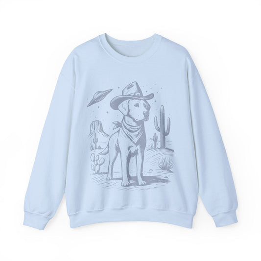 Labrador Cowboy Crewneck Sweatshirt Light Blue