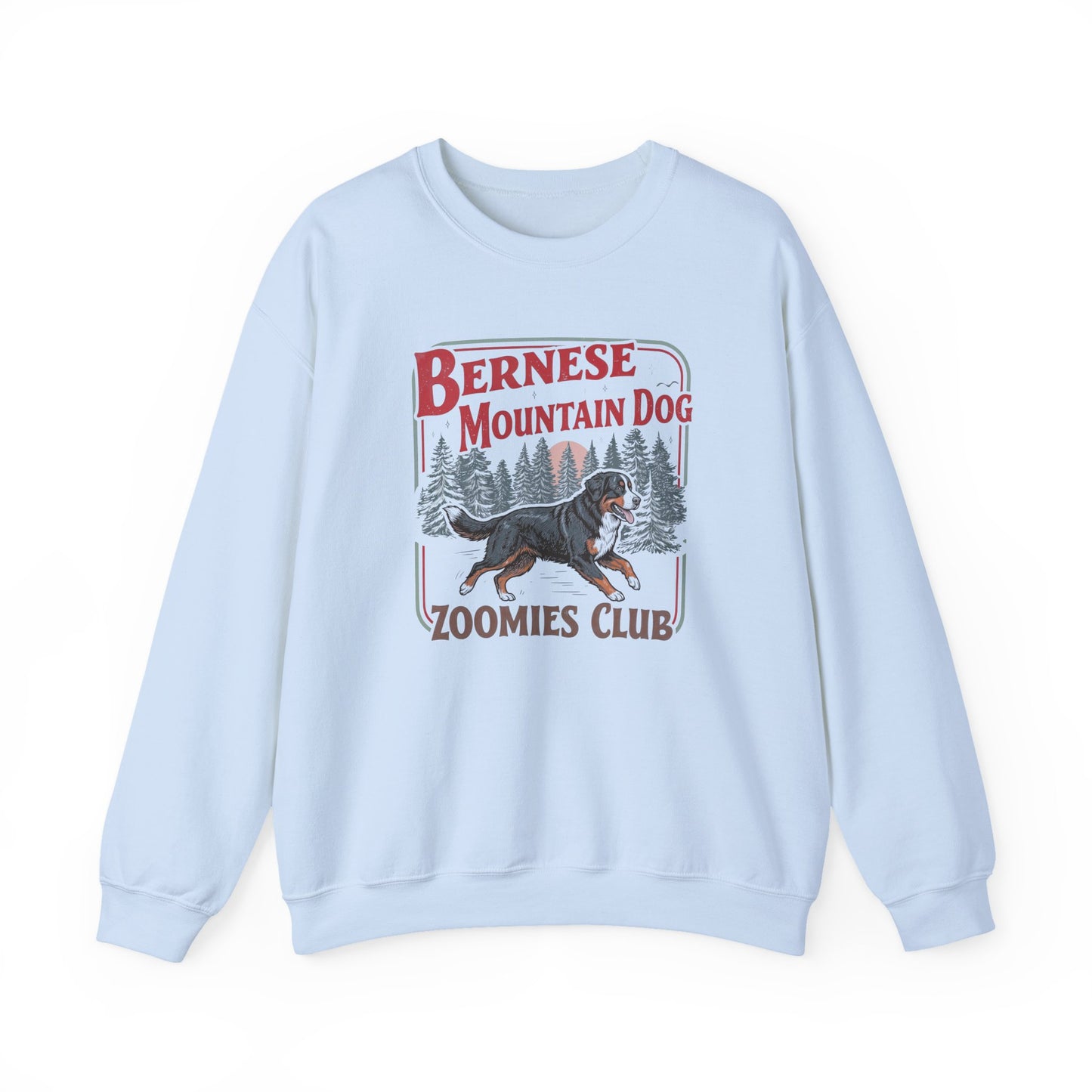 Bernese Mountain Dog Zoomies Crewneck Sweatshirt Light Blue