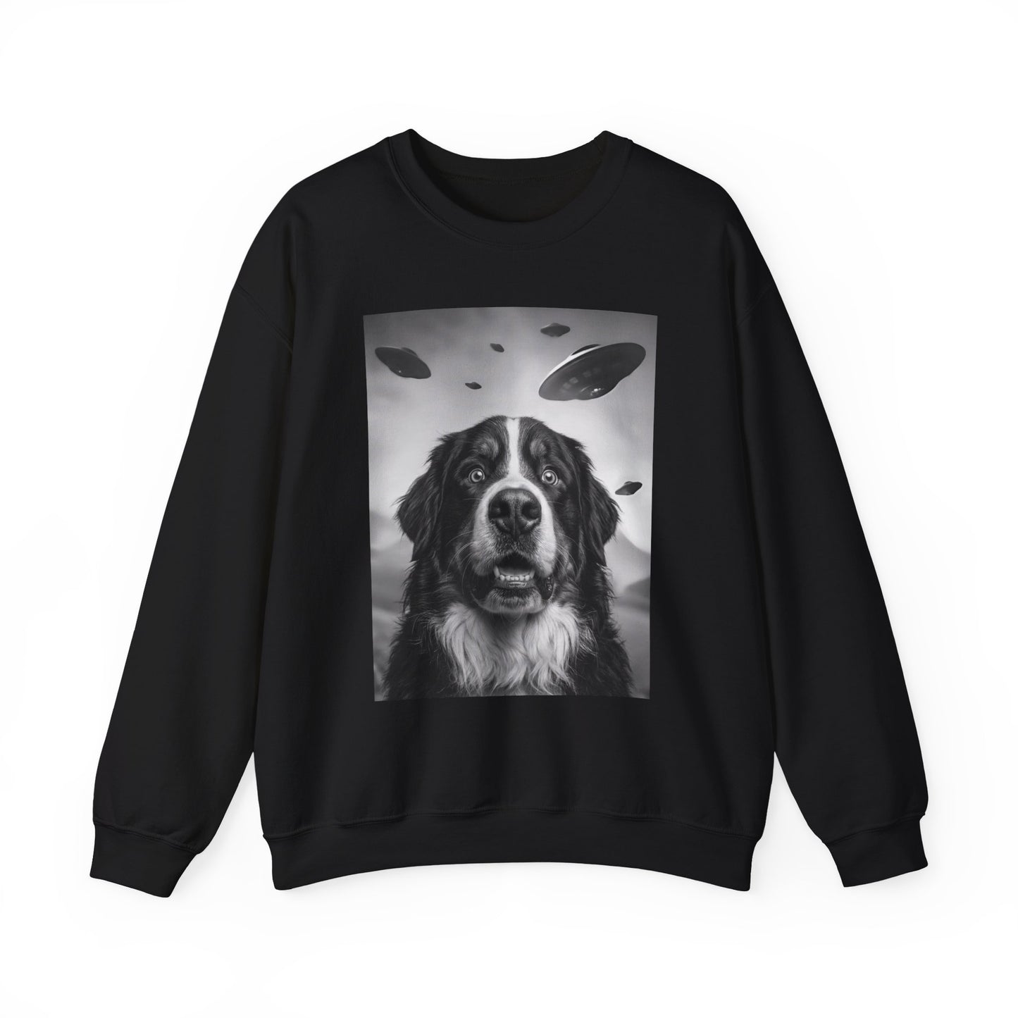 Bernese Mountain Dog UFO Crewneck Sweatshirt Black