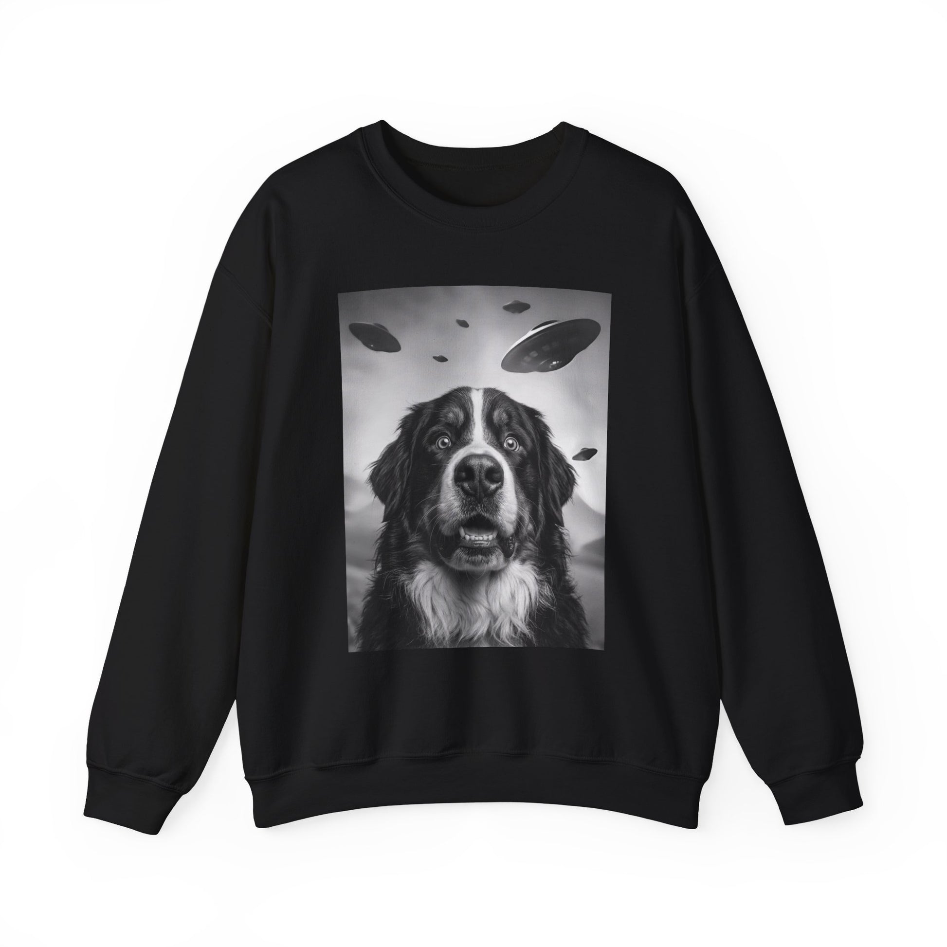 Bernese Mountain Dog UFO Crewneck Sweatshirt Black