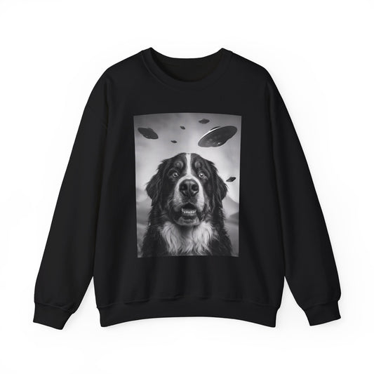 Bernese Mountain Dog UFO Crewneck Sweatshirt Black