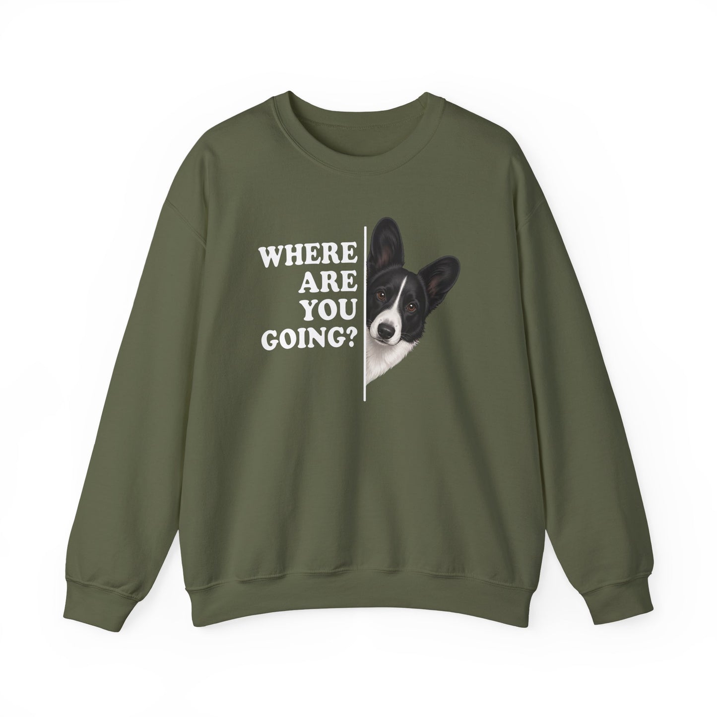 Cardigan Welsh Corgi Black And White Where Are You Going Crewneck Sweatshirt