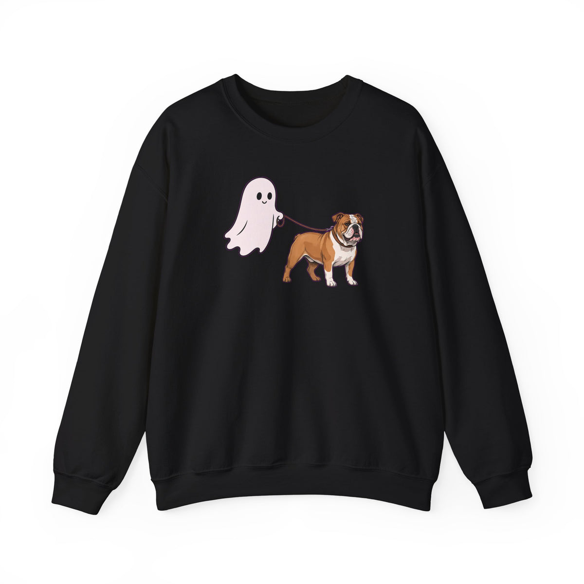 English Bulldog Ghost Walk Crewneck Sweatshirt Black