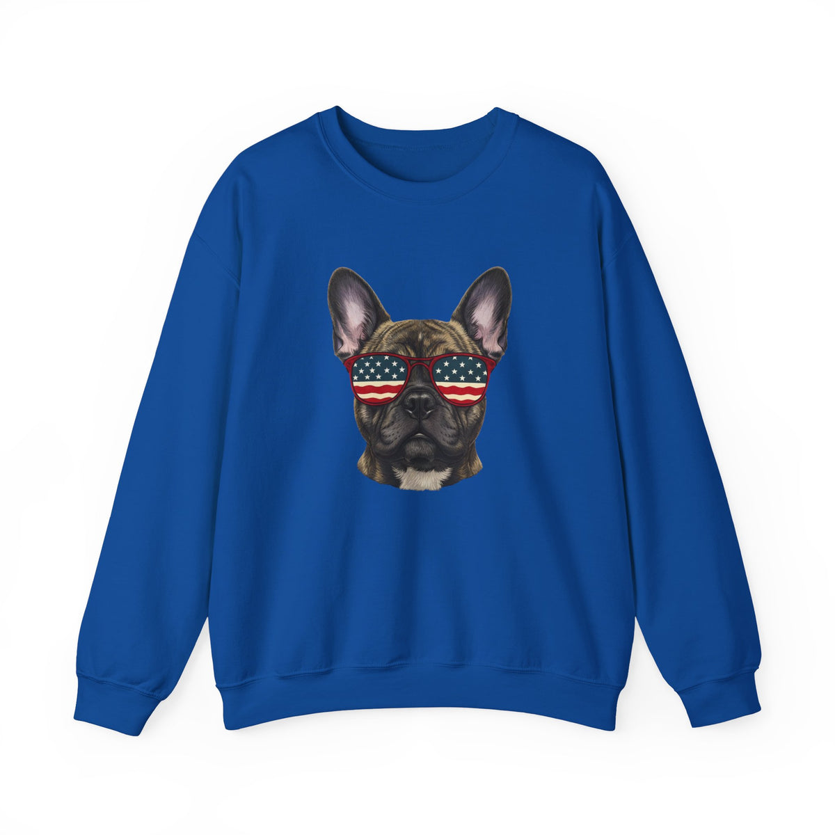 French Bulldog USA Glasses Crewneck Sweatshirt Royal