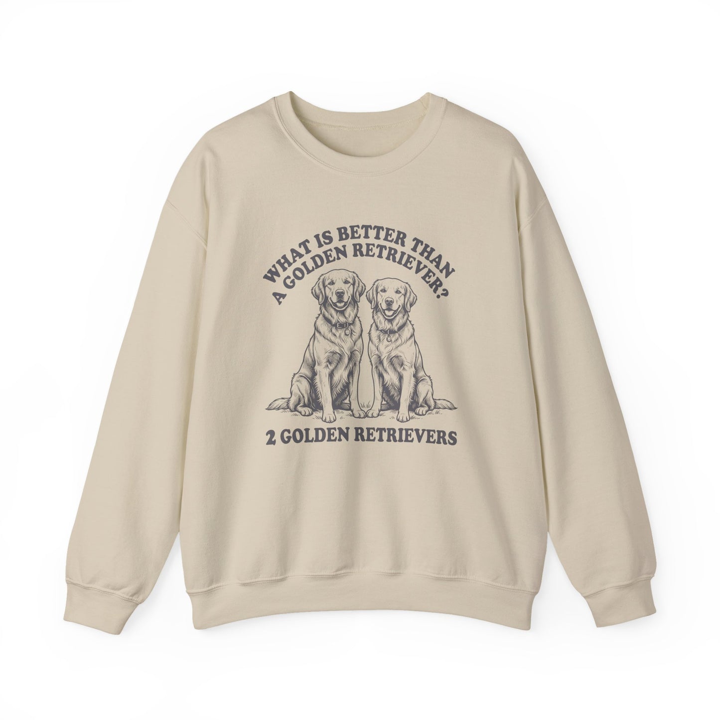 2 Golden Retrievers Crewneck Sweatshirt Sand