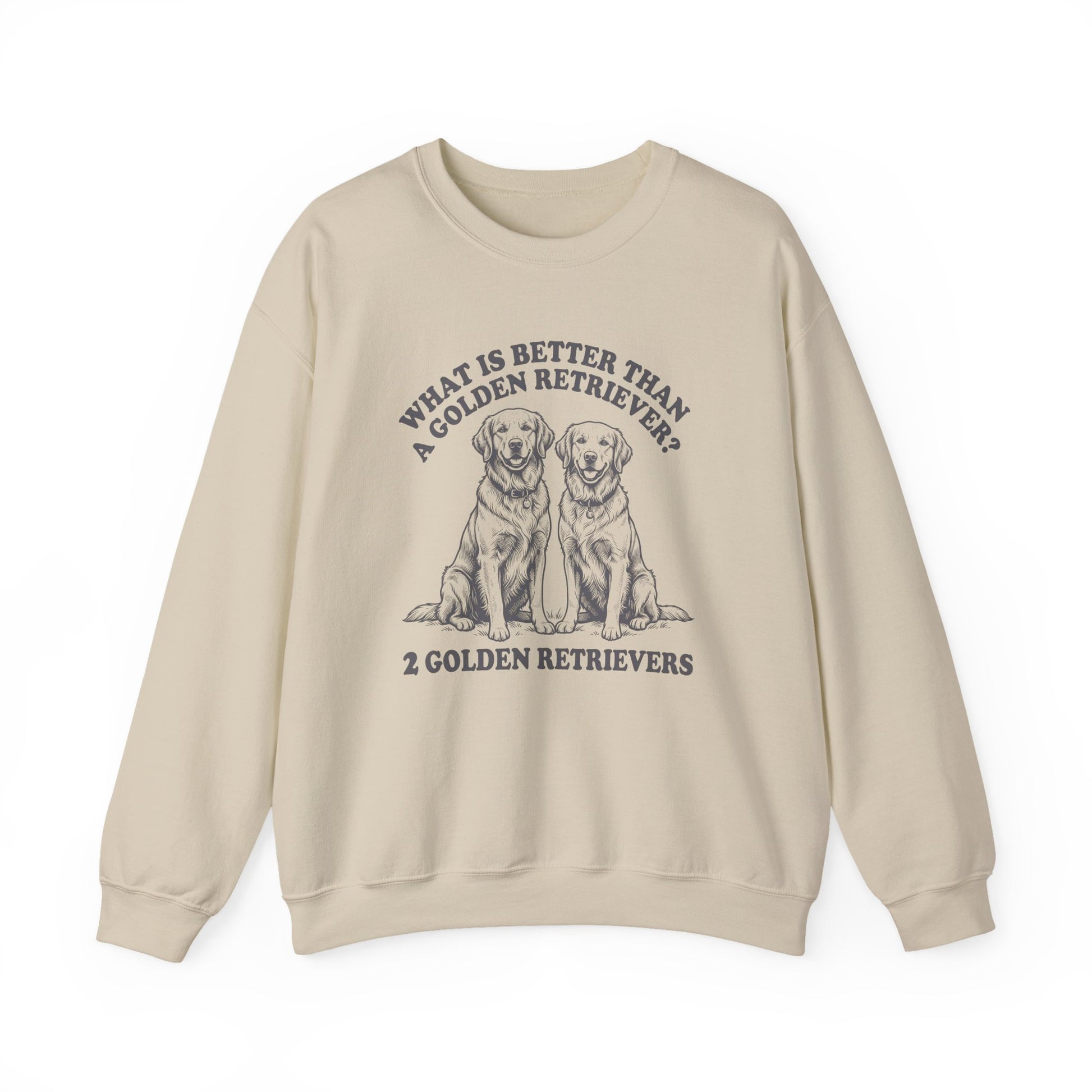 2 Golden Retrievers Crewneck Sweatshirt Sand