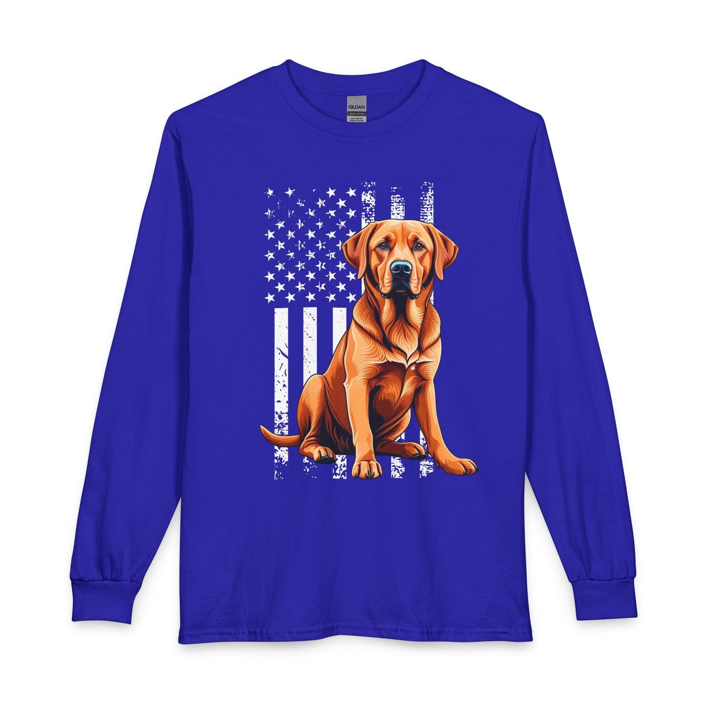 Fox Red Labrador USA Flag Long Sleeve