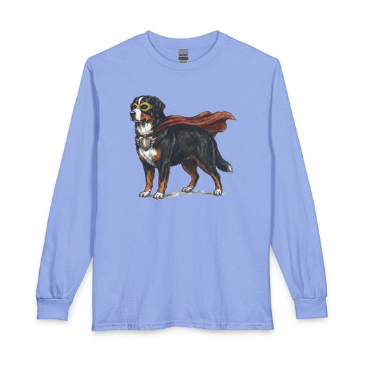 Bernese Mountain Dog Superhero Long Sleeve Carolina Blue