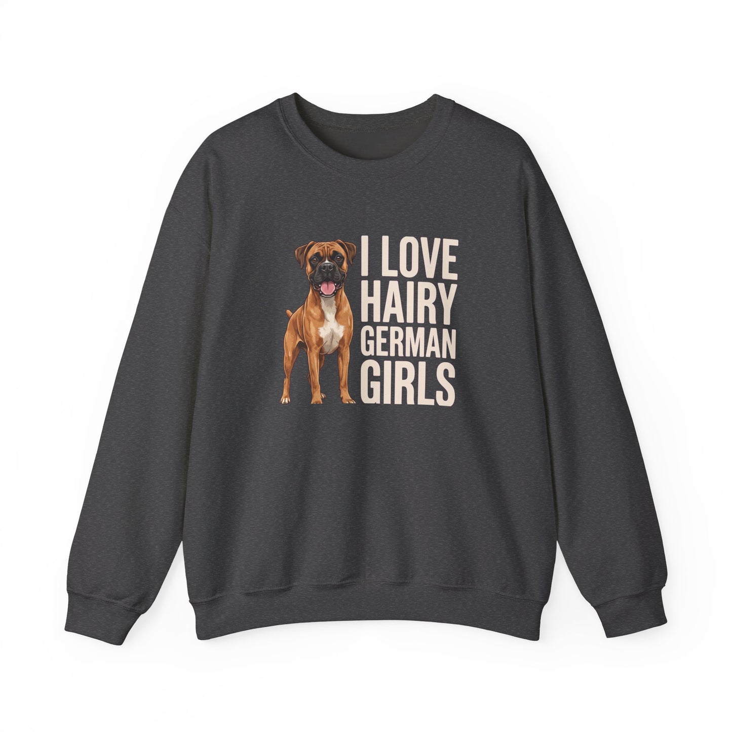 Fawn Boxer Hairy German Girl Crewneck Sweatshirt