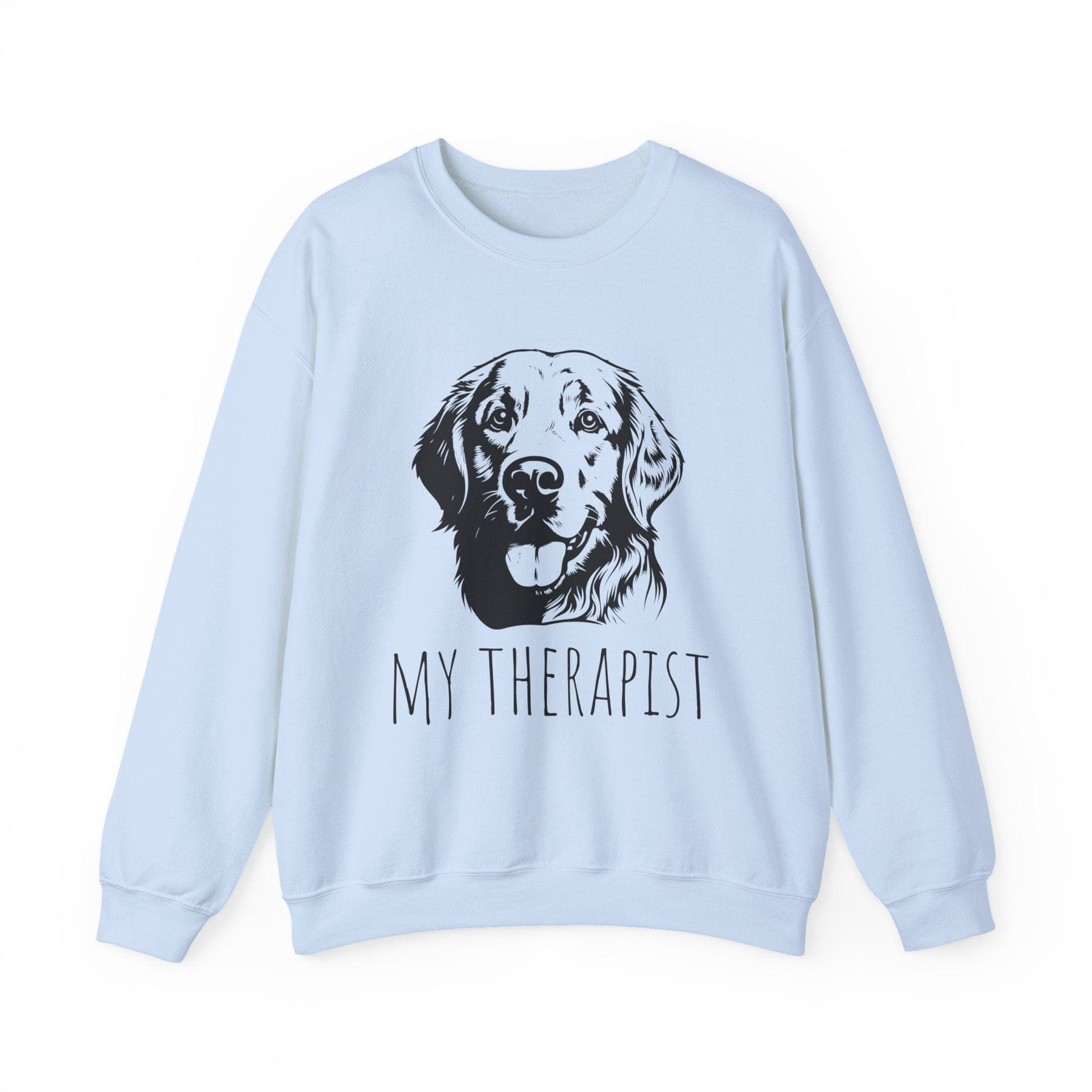 Golden Retriever My Therapist Crewneck Sweatshirt Light Blue