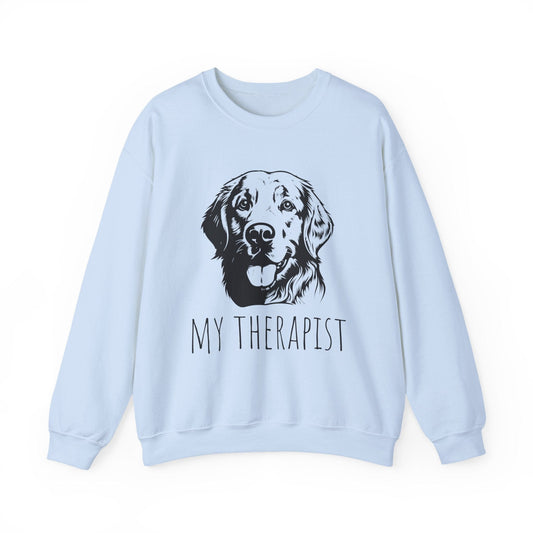 Golden Retriever My Therapist Crewneck Sweatshirt Light Blue