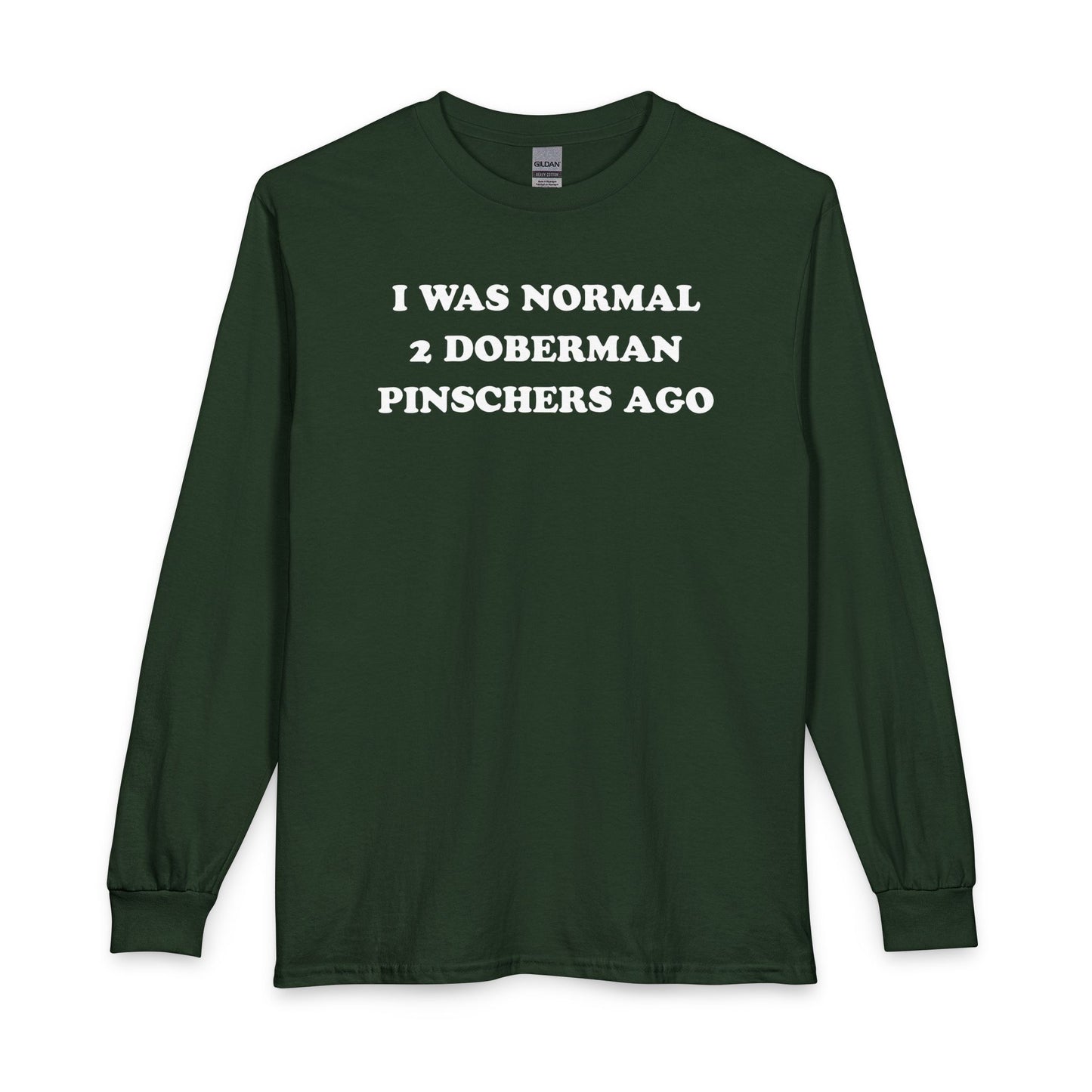 2 Doberman Pinschers Long Sleeve Forest Green