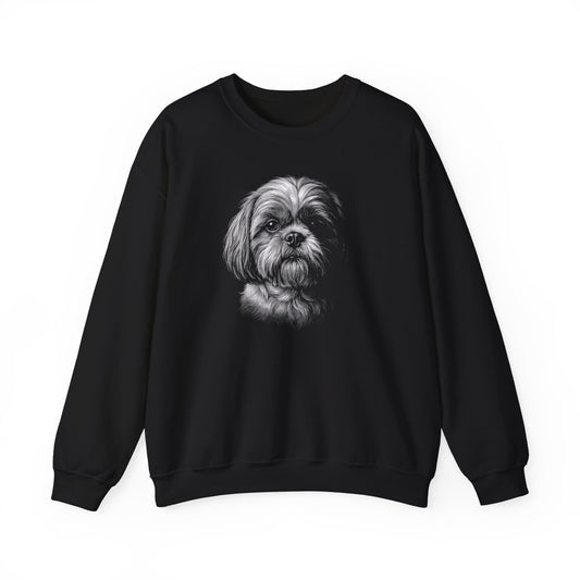 Shih Tzu Engraved Crewneck Sweatshirt Black