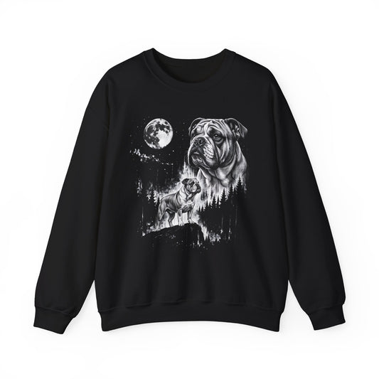 English Bulldog Moonlight Crewneck Sweatshirt Black
