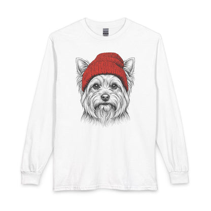 Yorkshire Terrier Beanie Long Sleeve White