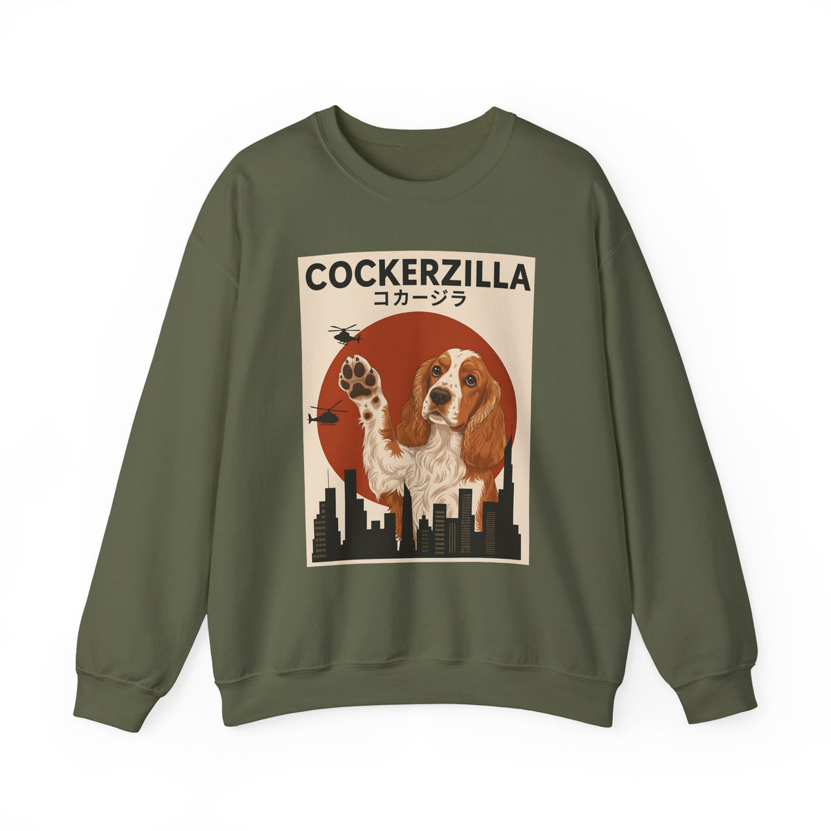 Cockerzilla Cocker Spaniel Crewneck Sweatshirt