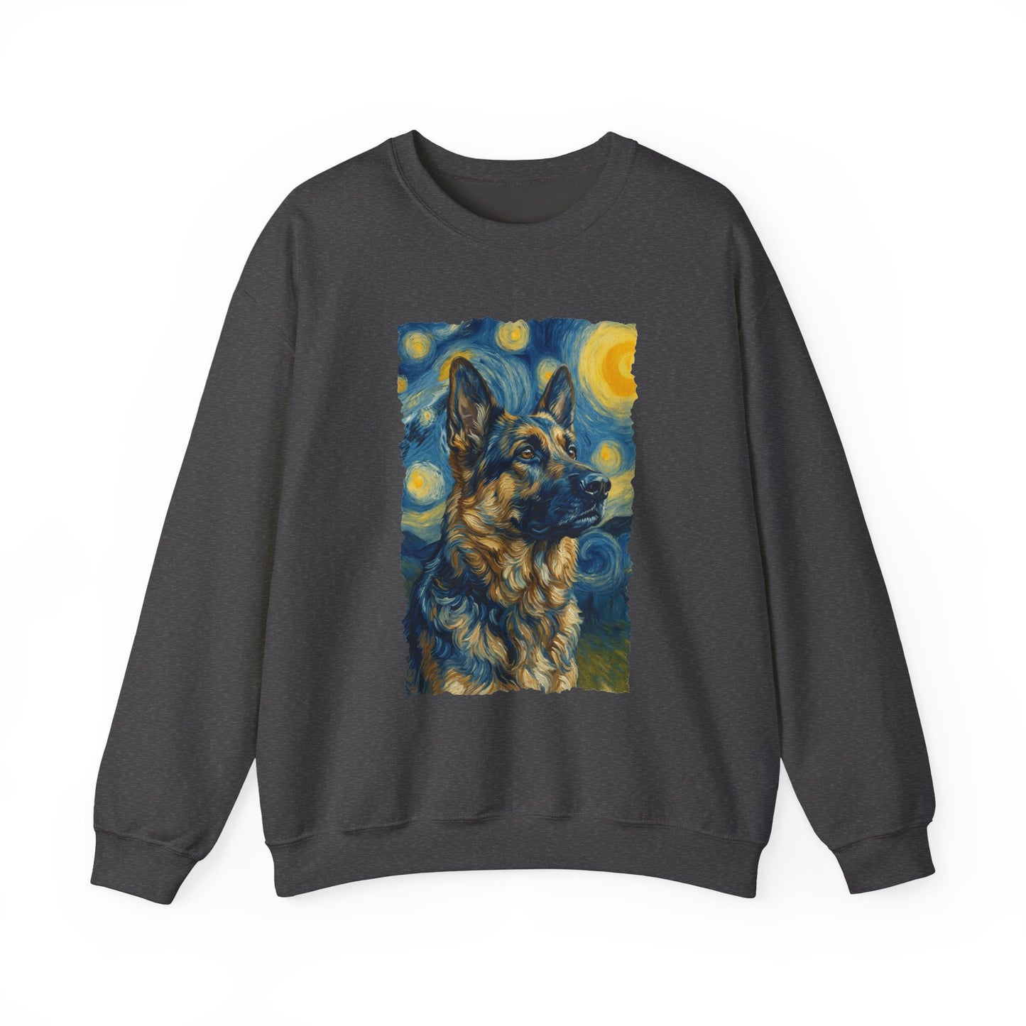 German Shepherd van Gogh Crewneck Sweatshirt Dark Heather