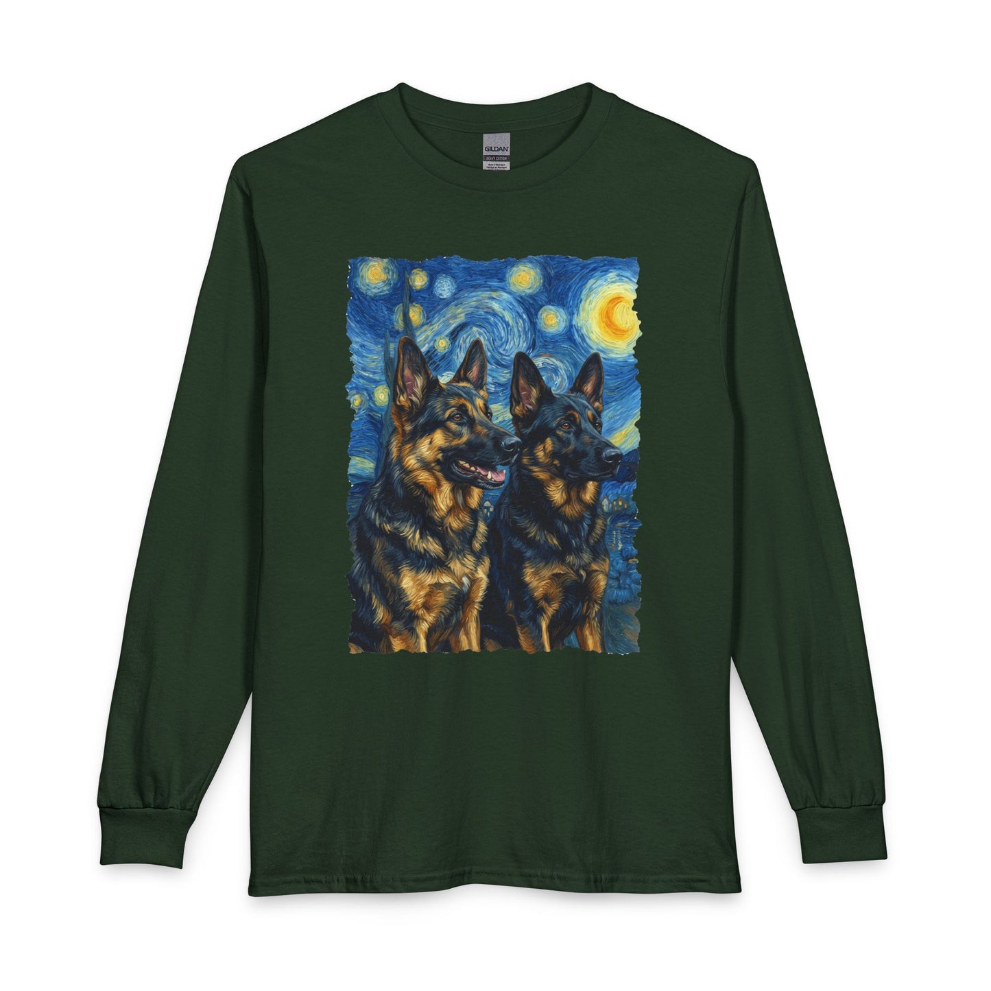 2 German Shepherds Van Gogh Long Sleeve