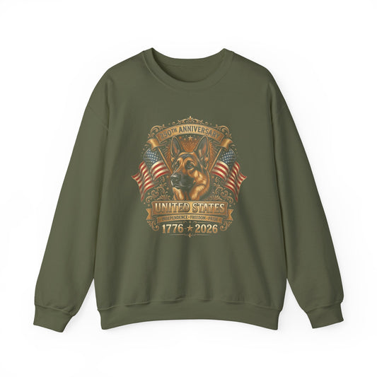 German Shepherd 250 Years Crewneck Sweatshirt Military Green
