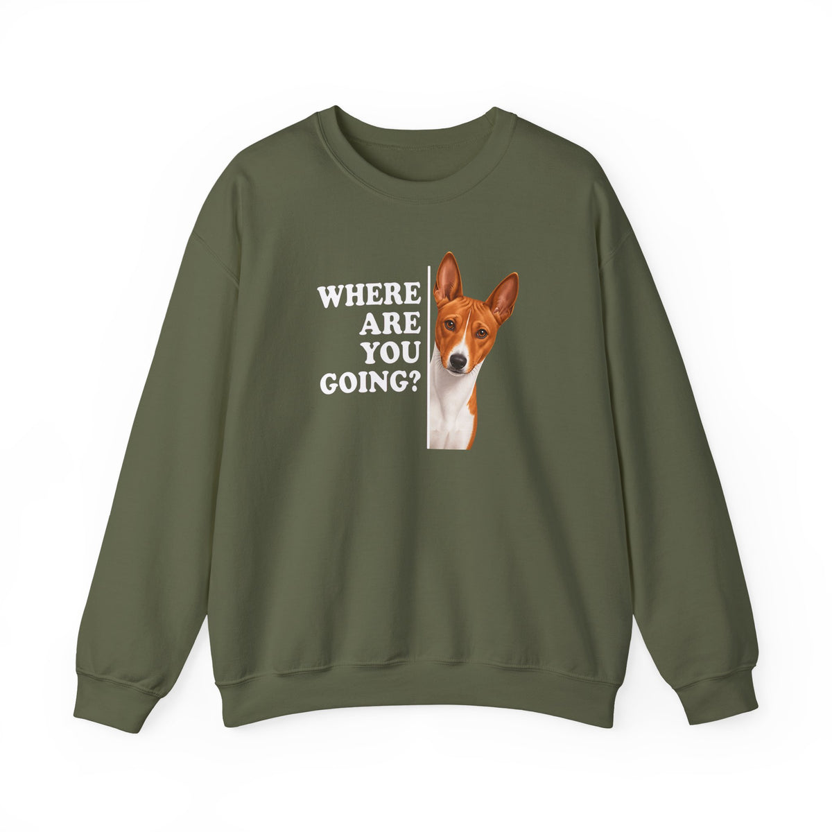Basenji Where Are You Going Crewneck Sweatshirt