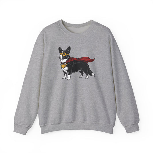 Cardigan Welsh Corgi Black And White Superhero Crewneck Sweatshirt