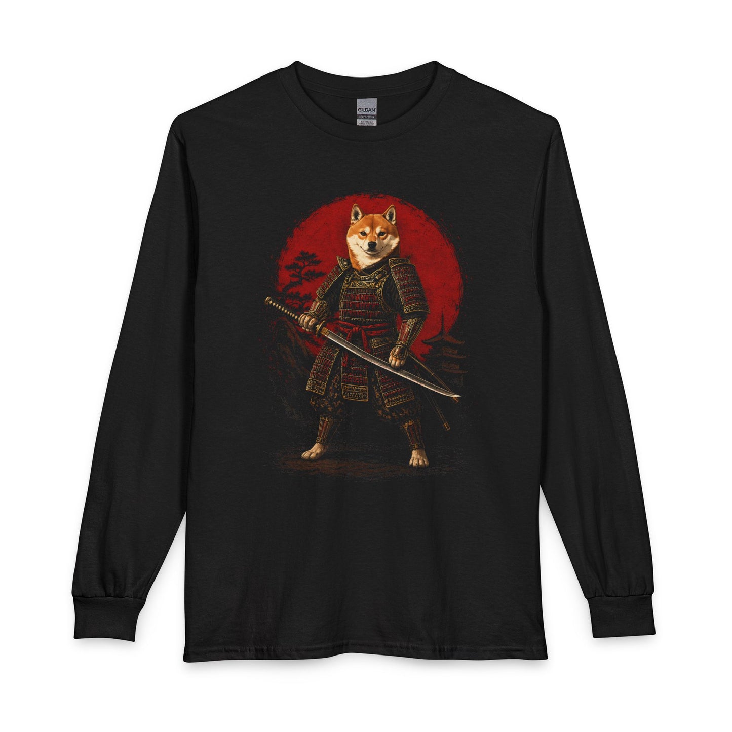 Shiba Inu Samurai II Long Sleeve Black