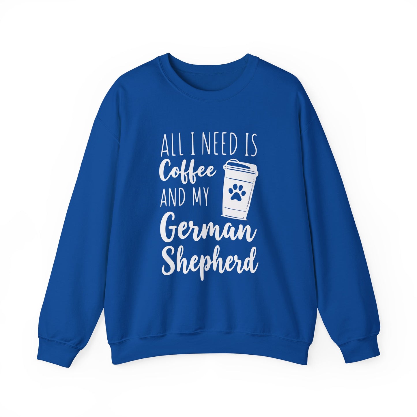 German Shepherd Coffee Crewneck Sweatshirt Royal