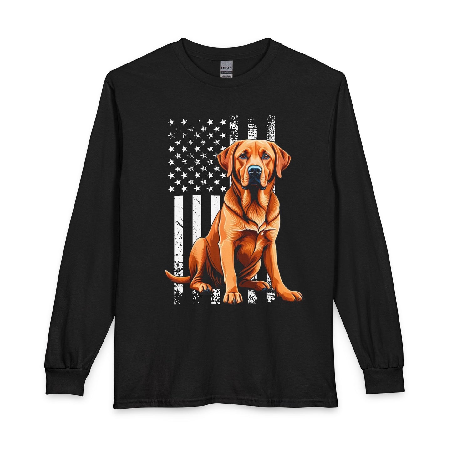 Fox Red Labrador USA Flag Long Sleeve