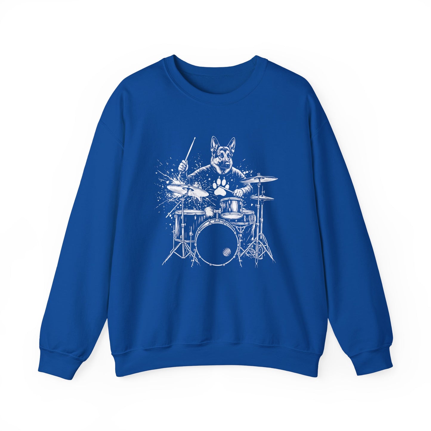 German Shepherd Drummer Crewneck Sweatshirt Royal