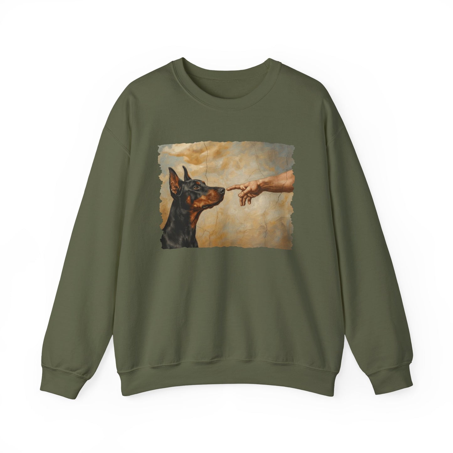 God Creates Doberman Pinscher Crewneck Sweatshirt
