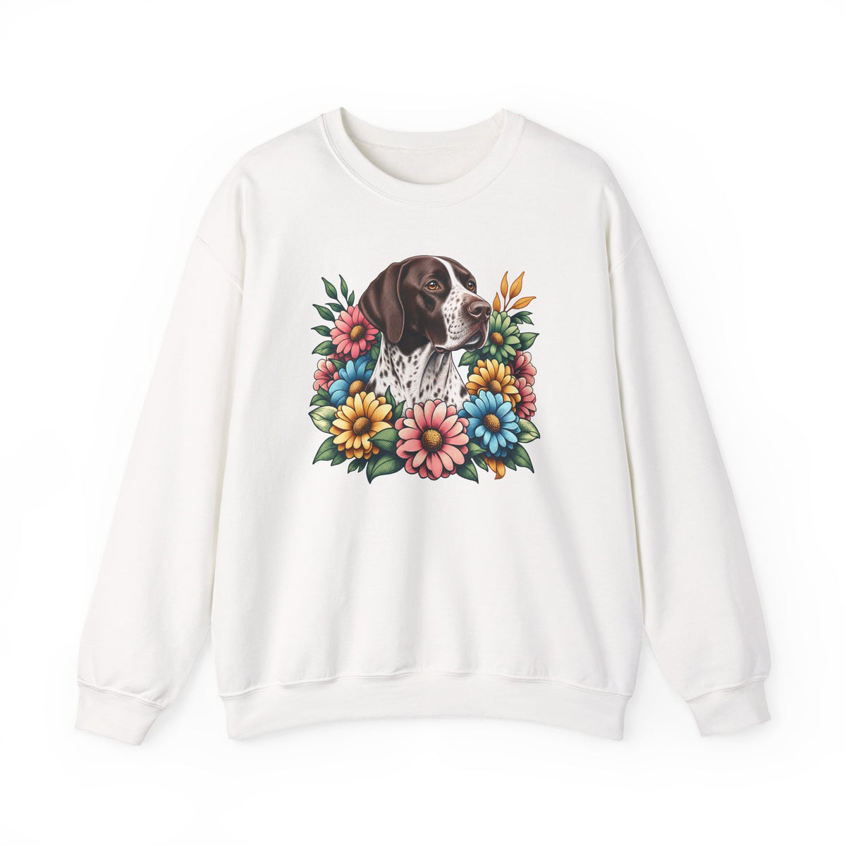 English Pointer Flower Wreath Crewneck Sweatshirt