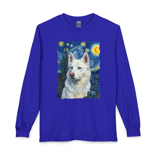 White Husky Van Gogh Long Sleeve Royal