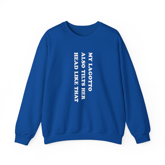 Lagotto Tilt Her Head Crewneck Sweatshirt Royal
