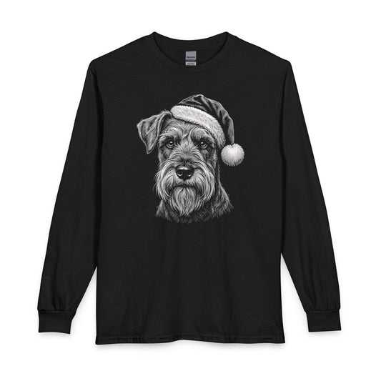 Schnauzer Christmas Santa Hat Long Sleeve