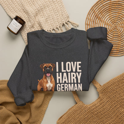 Fawn Boxer Hairy German Girl Crewneck Sweatshirt