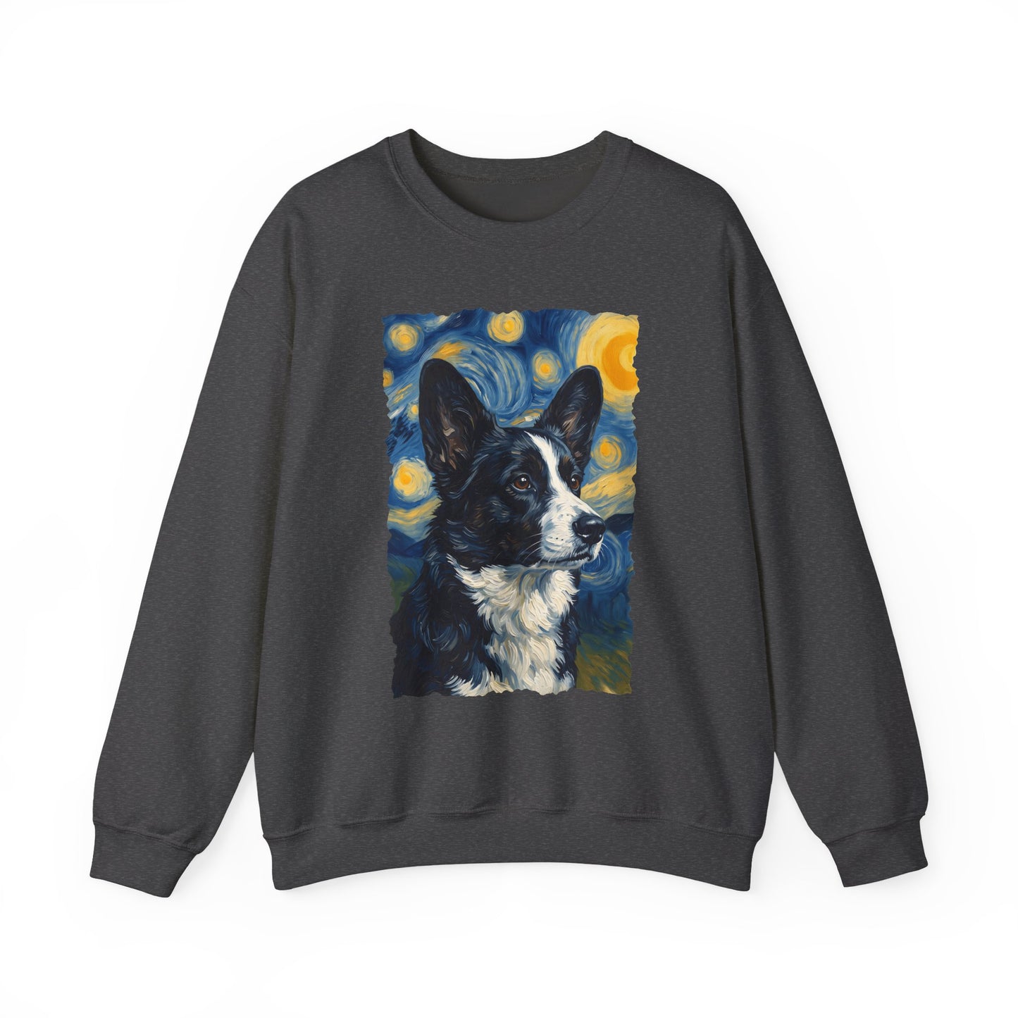 Cardigan Welsh Corgi Black And White Van Gogh Crewneck Sweatshirt