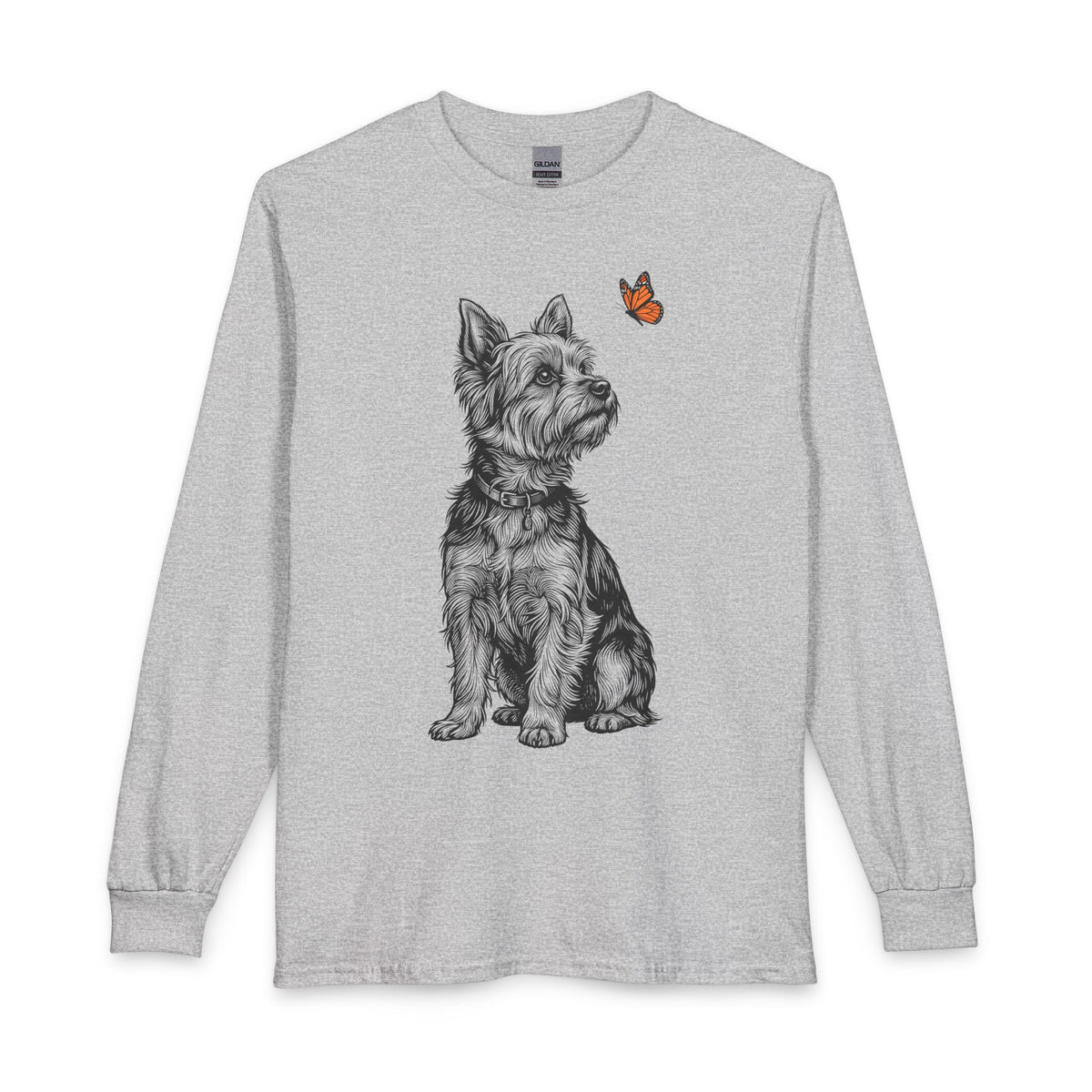 Yorkshire Terrier Butterfly Long Sleeve Sport Grey
