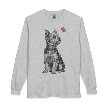Yorkshire Terrier Butterfly Long Sleeve Sport Grey