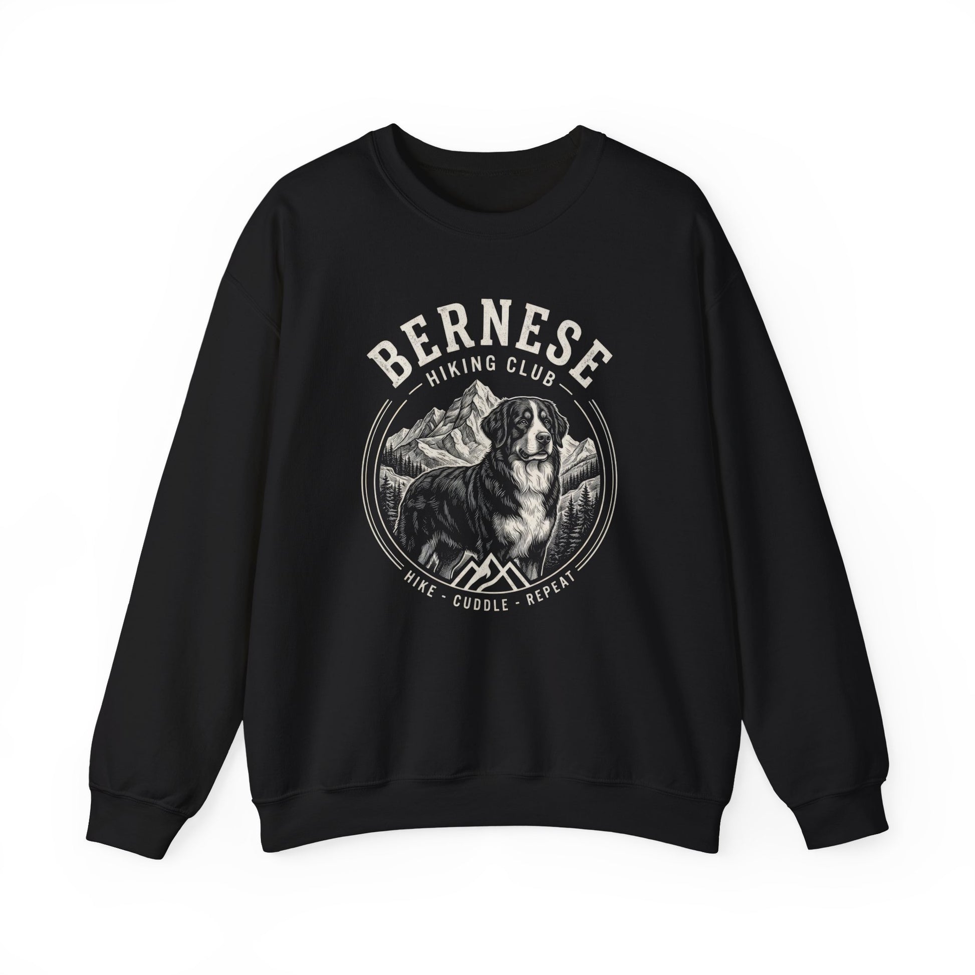 Bernese Mountain Dog Hiking Club Crewneck Sweatshirt Black