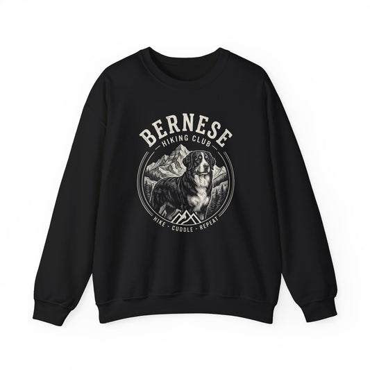 Bernese Mountain Dog Hiking Club Crewneck Sweatshirt Black