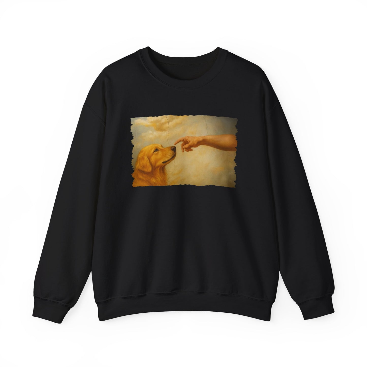 God Creates Golden Retriever Crewneck Sweatshirt Black