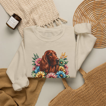 Irish Setter Flower Wreath Crewneck Sweatshirt